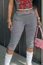 EVE Black White Stripe Slim Seventh Pants GNJF-Z17