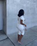 EVE Deep V Neck Short Sleeve Two Piece Pants Set GTYZ-7621
