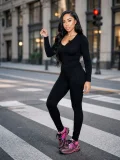 EVE Solid Color Long Sleeve Yoga Two Piece Pants Set CM-60820