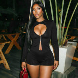 EVE Long Sleeve Hollow Out Two Piece Shorts Set MXBF-J26ST360