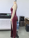 EVE Deep V Neck Halterneck Split Maxi Dress GHYX-TXY5488