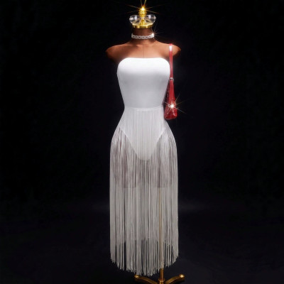 EVE Off Shoulder Backless Tassel MaxI Dress GHYX-TXY5493