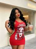 EVE Letter Printed Sleeveless Bodycon Dress GNJF-Z16