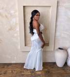 EVE Ruffles Sleeveless Mesh See Through Maxi Dress GTYZ-7620