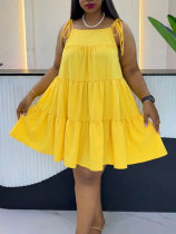 EVE Plus Size Solid Color Loose Mini Dress HNIF-DJP002
