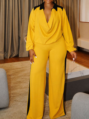 EVE Long Sleeve Solid Color Loose Two Piece Pants Set HNIF-YY050