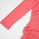EVE Solid Color One Shoulder Ruched Maxi Dress CYA-902514