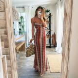EVE Sexy Printed Spaghetti Strap Maxi Dress CYA-902494
