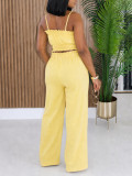EVE Solid Color Sling Vest Two Piece Pants Set HNIF-GY332