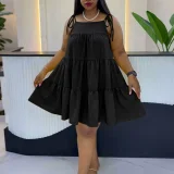 EVE Plus Size Solid Color Loose Mini Dress HNIF-DJP002