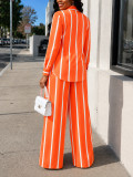 EVE Stripe Long Sleeve Shirt Pants 2 Piece Set HNIF-TK085