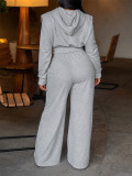 EVE Solid Color Long Sleeve 2 Piece Pants Set HNIF-GY353