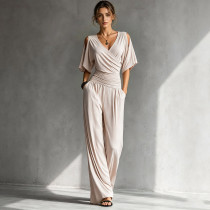 EVE Sexy V Neck Off Shoulder Jumpsuit SHD-8518