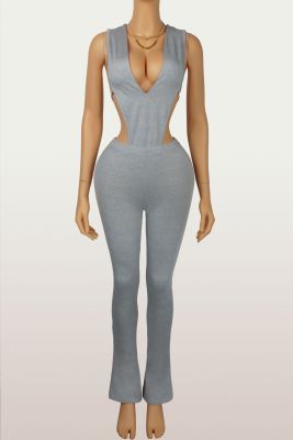EVE Deep V Neck Sleeveless BodySuit Two Piece Pants Set  YWXS-K25L916