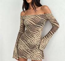EVE One Shoudler Long Sleeve Printed Mini Dress GXIY-K26L2653