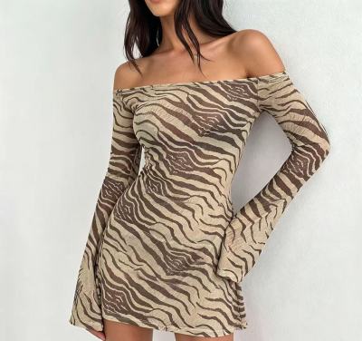 EVE One Shoudler Long Sleeve Printed Mini Dress GXIY-K26L2653