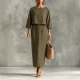 EVE Long Sleeve Solid Color Top Split Long Skirt Suit HNIF-SR002