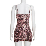 EVE Leopard Printed Long Sleeve Coat+Mini Dress 2 Piece Set GDSF-Q26ST215