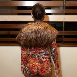 EVE Fur Neck Patchwork Hollow Out Short Suit MXBF-Y26ST302