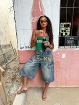 EVE Letter Printed Loose Seventh Jeans GYLN-3023