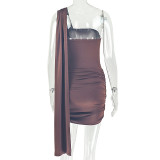 EVE Solid Color Single Shoulder Tube Top Dress GJYO-JD305769
