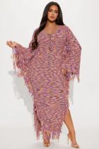 EVE Colorful Tassel Loose Knits Maxi Dress YMEF-59126