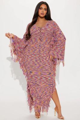 EVE Colorful Tassel Loose Knits Maxi Dress YMEF-59126