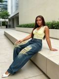 EVE Plus Size Wash Holes Loose Jeans GYLN-0391