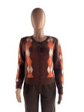 EVE Plus Size Diamond Plaid Color Blocked Sweater Coats YMEF-59125