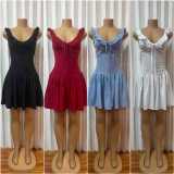 EVE V Neck Solid Color Backless Mini Dress GMYU-9512