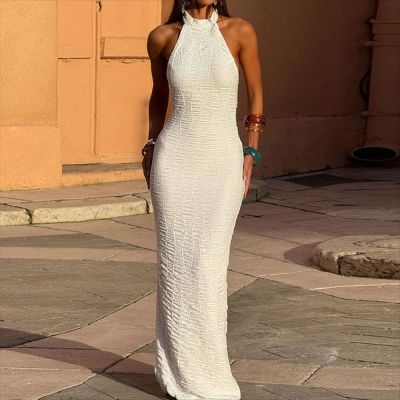 EVE Sleeveless Solid Color Backless Maxi Dress GNZD-51774DBD