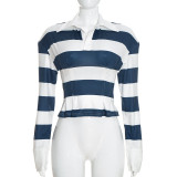 EVE Long Sleeve Stripe Casual Top GDSF-Q26TP185