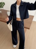 EVE Long Sleeve Zipper Jackets Two Piece Pants Set GYLY-10870