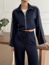 EVE Long Sleeve Zipper Jackets Two Piece Pants Set GYLY-10870