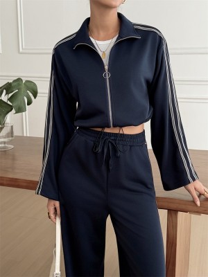 EVE Long Sleeve Zipper Jackets Two Piece Pants Set GYLY-10870