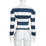 EVE Long Sleeve Stripe Casual Top GDSF-Q26TP185