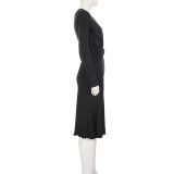 EVE Long Sleeve Square Neck Midi Dress GPKJ-MR51309