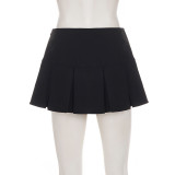 EVE Casual Solid Color Pleated Mini Skirts GPKJ-MR51435