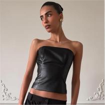 EVE Sexy Leather Tube Top Tank Top GPKJ-MR52013
