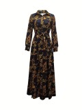 EVE Long Sleeve Printed Casual Maxi Dress SFY-11190