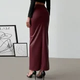 EVE Retro Faux Leather Long Skirt GNZD-060165DBZ