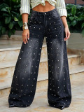 EVE Plus Size Riveted Washed Straight Jeans GYLN-0690