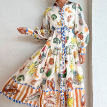 EVE Lantern Sleeve Printed Maxi Dress SFY-LY22-195