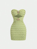 EVE Solid Color Ruched Knits Mini Dress GZIY-6511