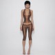 EVE Sleeveless Backless Halterneck Seventh Pants Suit DLSF-K6S17522A