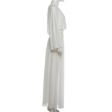 EVE Long Sleeve Backless Loose Two Piece Pants Set XEF-K6S16545A
