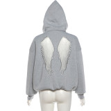 EVE Solid Color Long Sleeve Hooded Sweatshirt GZJQ-K6L15287A