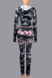 EVE Letter Printed Long Sleeve Hooded Pants Suit YWXS-K25L1054