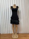 EVE Solid Color Sleeveless Ruffles Mini Dress GADE-10377
