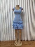 EVE Solid Color Sleeveless Ruffles Mini Dress GADE-10377